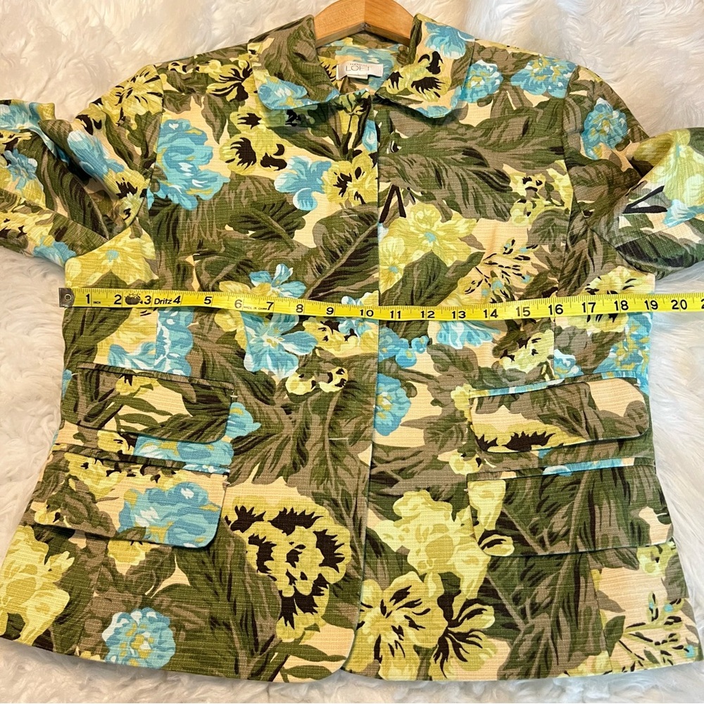 Ann Taylor LOFT Floral Botanical Print Blazer Jacket Size 12 Vibrant Tropical - Picture 6 of 13